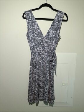 Vintage Farmhouse Navy & White Wrap Dress